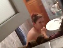 Hidden cam young fat girl in the bathroom