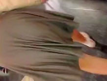 Super fat ass in grey skirt