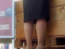 Public Lady in Stockings