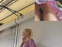 Skinny chick and her charming butt upskirt