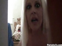 Blonde Slut Finds Hidden Camera In Her Room
