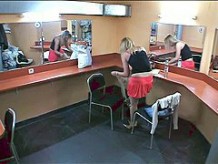 Voyeur dildo in beauty parlor