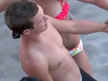 Hot Big tit teeny possible nip slip at the beach