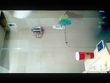 Shower Girl Deoderant Pussy and Belly Button Drinking Coffee