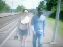 black guy walking with huge bulge in jeans