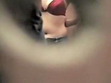 Secret spy camera is shooting amateur with naked boobs