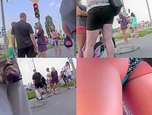 Funny panties of sexy chick seen in free upskirt video