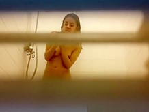Nice ass ebony teen spied taking a shower