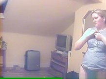 Spy cam installed in bedroom catches big tits woman
