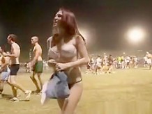 Girl showing off in public
