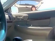 Guy flashing his cock inside car