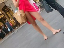 Barefooted girl and some upskirts
