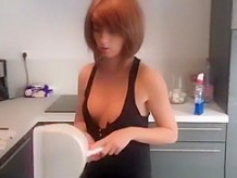 Short hair redhead girlfriend wearing lose clothes