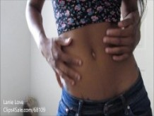 Cute black girl being teasy with her belly
