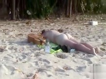 Drunk girl sunbathes completely naked