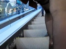 Stockings upskirt on escalator 2