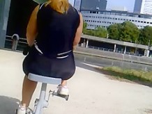 Big ass outdoor Gym see through leggin