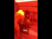 Pussy eating and sexy fuck in tanning bed!