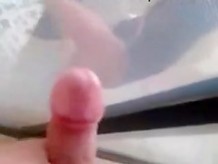 Cumming on Glass Behind Her