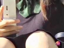 Japanese boob sharking video showing a tender schoolgirl