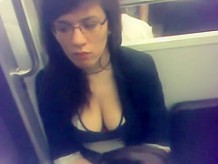 Depressed commuter with big boobs