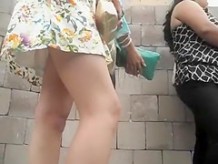Windy weather reveals her little thong