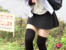 Sexy gal japonesa en un desagradable video de sharking público
