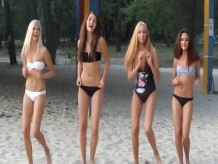 hermosas chicas rusas sexy bailando en la playa