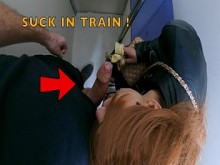 ¡Esposa casada ninfómana chupa a un desconocido en el tren!