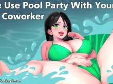 Fiesta en la piscina de uso gratuito con tu atractiva compañera de trabajo [Audio porno] [Rogando por tu polla]