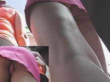 Bellezas upskirt cinturón rosa se subieron a una cámara web espía