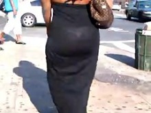 Sincero ver a través del vestido negro Booty de ébano de Nueva York