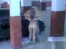 Recopilación de sexo público real en el estacionamiento