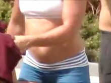 Sujetador deportivo, paquete de seis, shorts azules