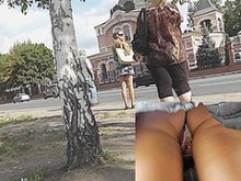 Fabulosa escena de película callejera upskirt (falsa)