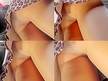 Colección upskirt (falsa) de dama delgada con formas seductoras