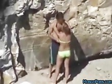 Amateur Estilo Perrito Rapidito Público Playa