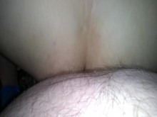 Sorpresa anal mientras bbw monta un consolador, mi marido le da un creampie anal a una puta