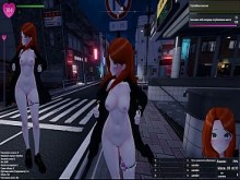 A esta virgen le encanta desnudarse en público y la pillaron. Juego Hentai 3D