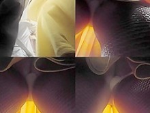 Dama flaca con buen trasero en el video caliente bajo la falda (falso)